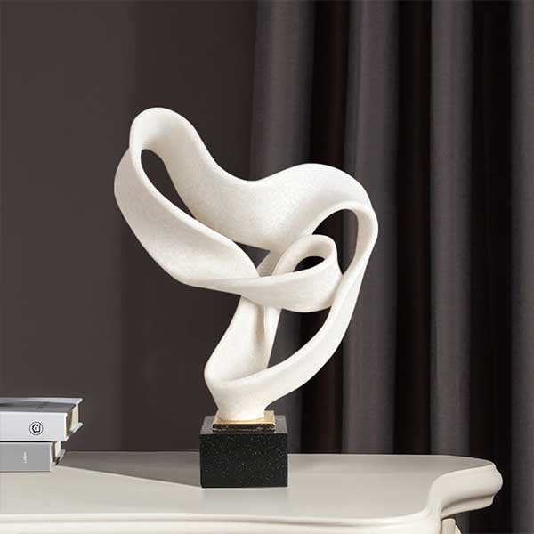 Industrial Resin Abstract Sculpture Home Decorative Figurine Desk Art Decor in White