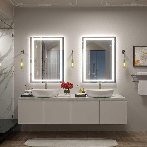 Aevar Super Bright Front & Back Lighted Anti-Fog Bathroom/Vanity Mirror with Tempered Glass & ETL