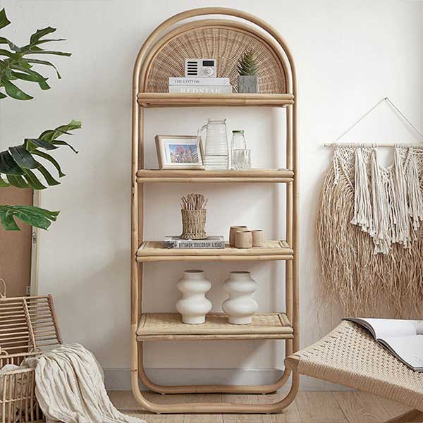 Anar Bookcase - rattan bookcase with four shelves