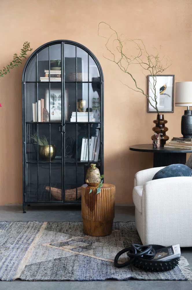 Arch dining cabinet black metal frame