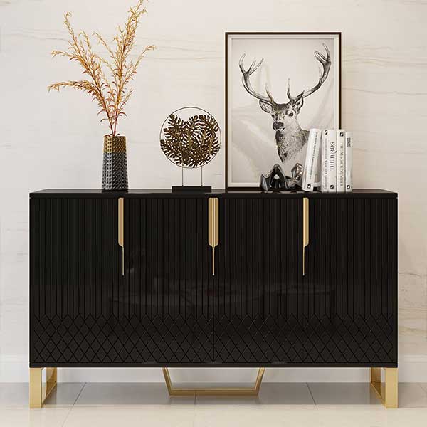 Aro Modern Black Wood Sideboard Cabinet