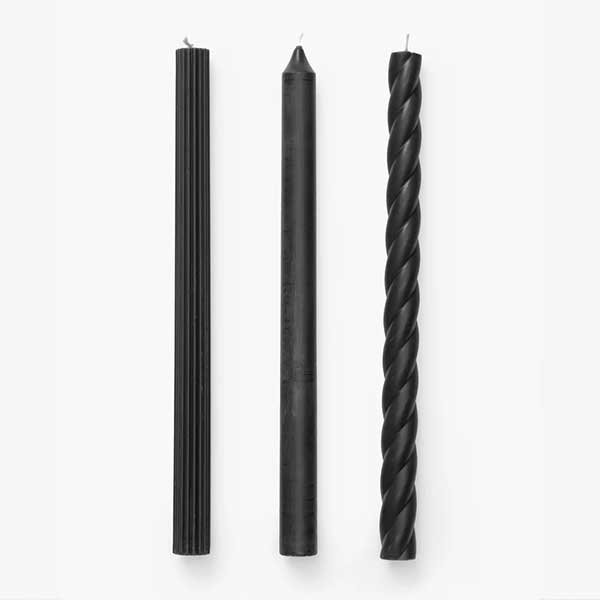 Assorted Black Taper Candles (Set of 3)