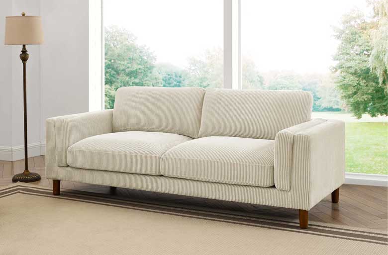 Modern Beige Corduroy Couch