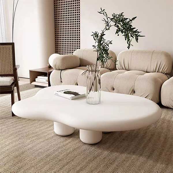 Bothnian Cloud Shape Cream Color Modern 4 Legged Coffee Table