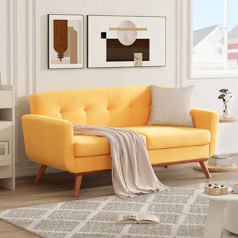 Modern bright yellow loveseat