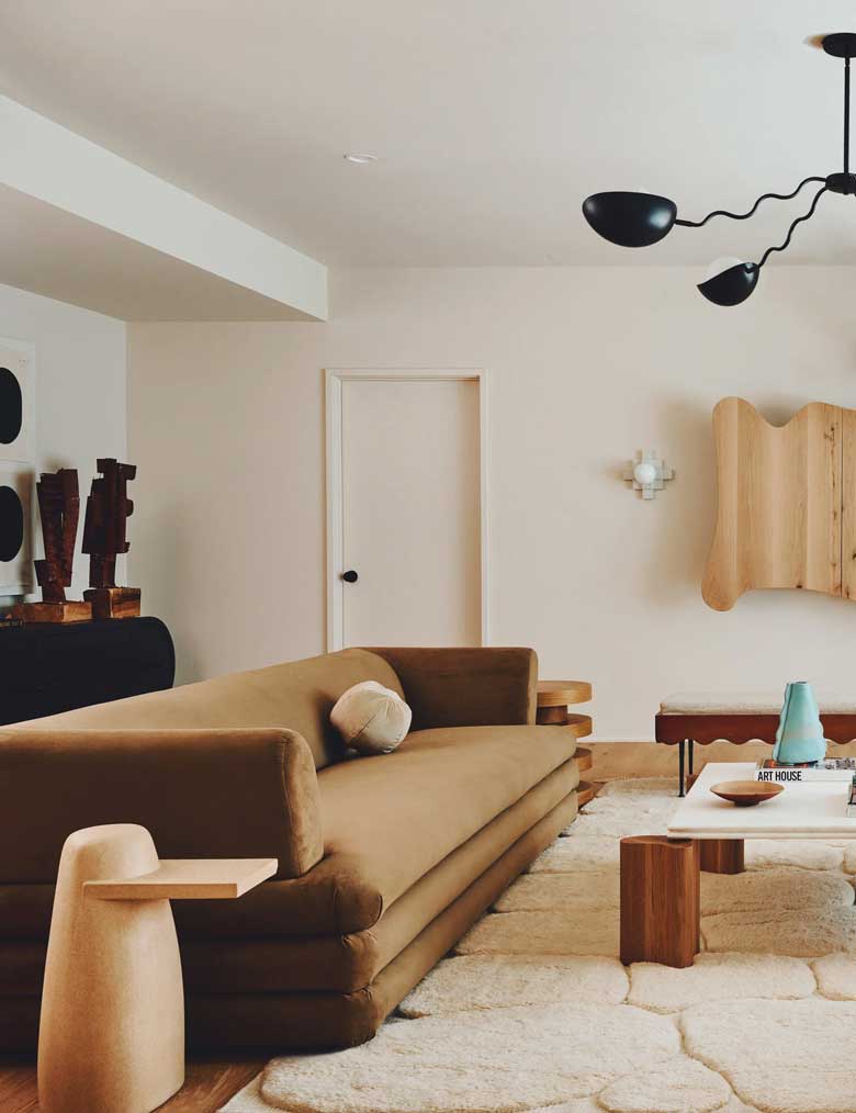 Chic brown corduroy sofa for a stylish living room