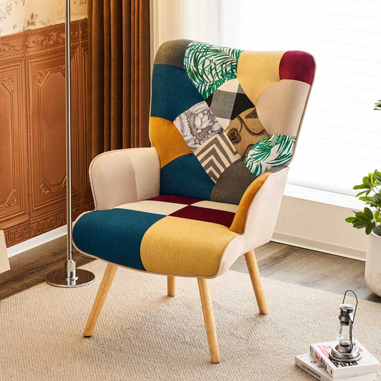 Colorful wingback accent chair for sale