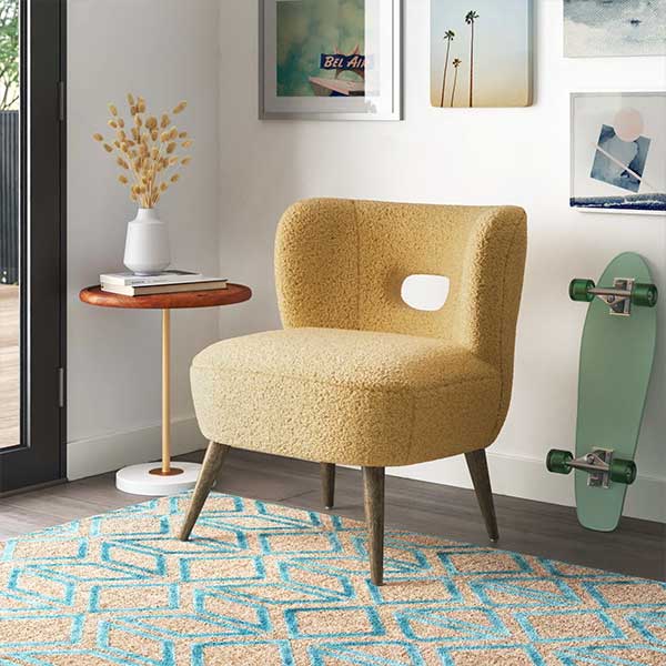 Corinne Wooden Upholstered Side Chair with Cutout Back