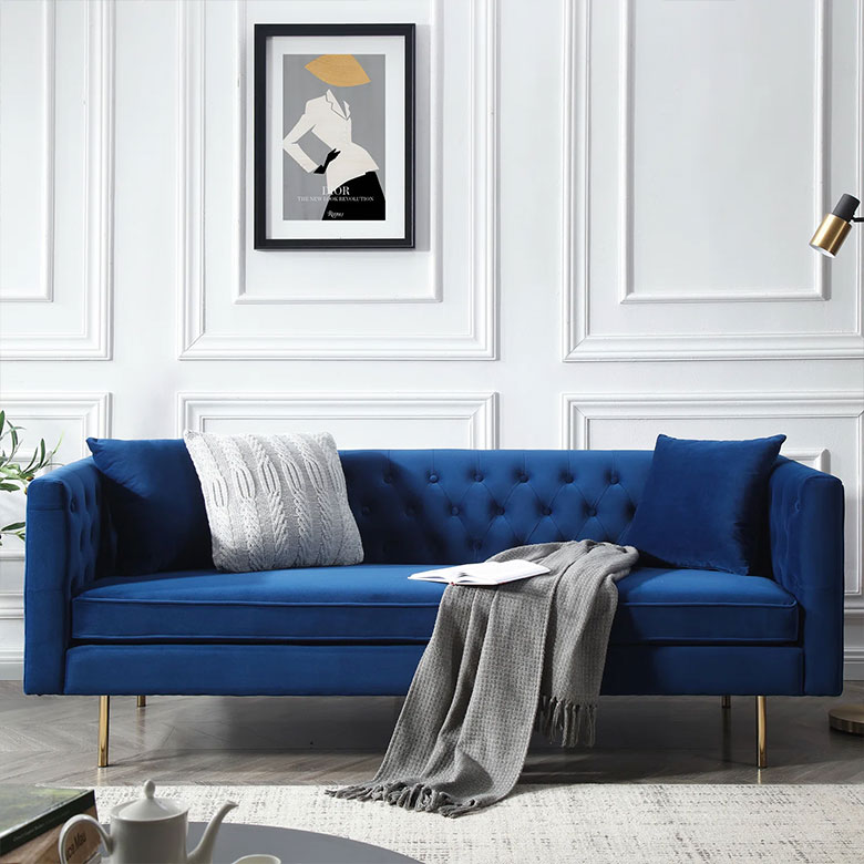 Dario Tufted Sofa in Blue