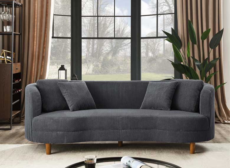 Dark gray curved couch for sale