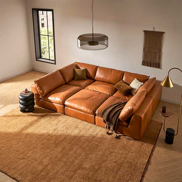 Dawson Leather Pit-Sectional Sofa