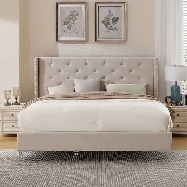 Diwata Upholstered Wingback Bed