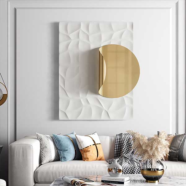 23.6" x 35.4" Rectangle Modern Metal in Gold Wall Decor Background Geometric 3D Wall Art