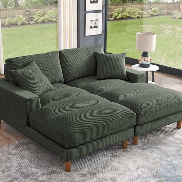 74'' Square Arm Sofa - Green Pit Sofa