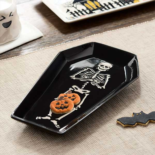 Halloween Earthenware Coffin Shaped Serving Tray