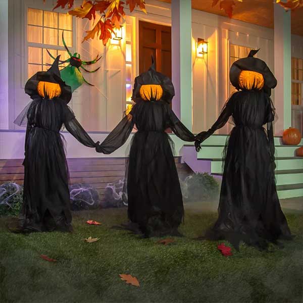 Halloween Lighted Witch Outdoor Stakes (Set of 3)