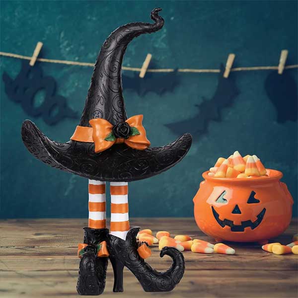 Halloween Witch Hat and Legs Tabletop Decor