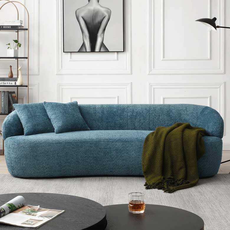 Modern light blue curved sofa for sale