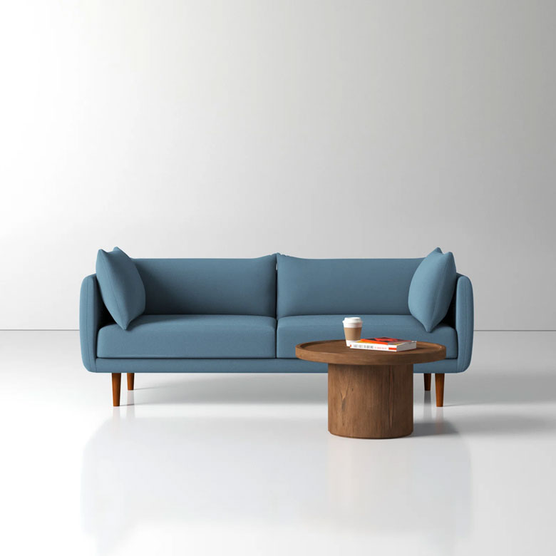 Light blue upholstered sofa for sale
