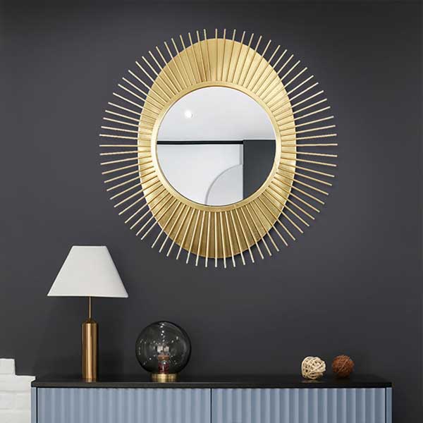 36" Luxury Creative Sunburst Gold Metal Wall Mirror