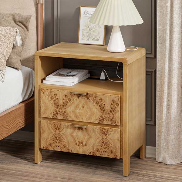 Manish 2 Drawer Nightstand With Charging Station