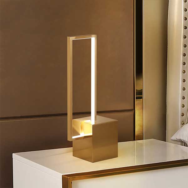 Modern Geometric Table lamp Gold Desk lamp with Square Base