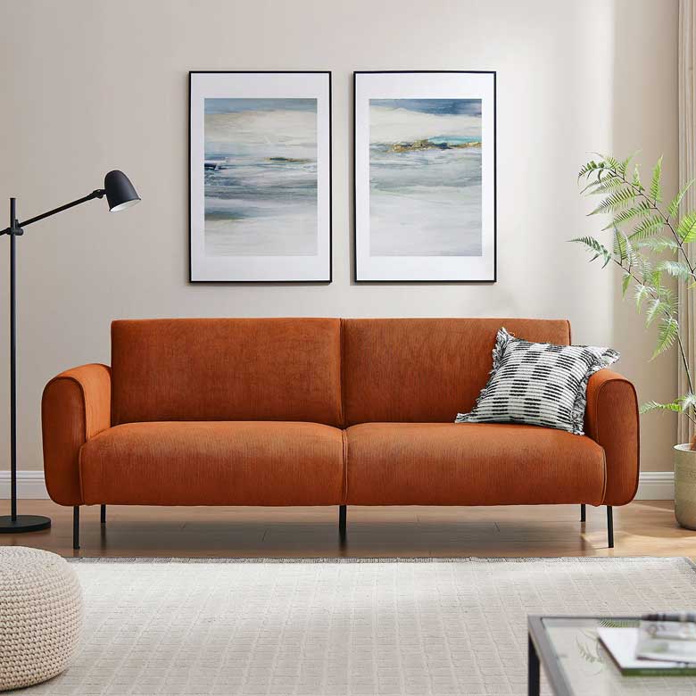 Modern Upholstered Sofa with Corduroy Fabric