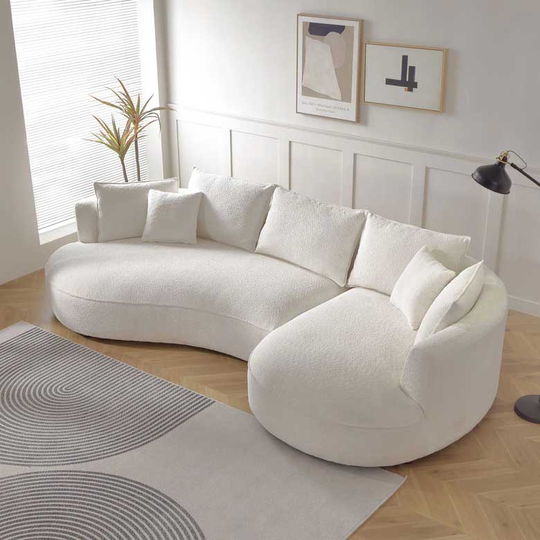 Modern white curved sectional sofa