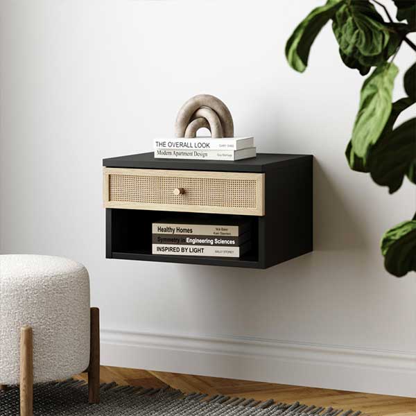 1 - Drawer Cane Floating Nightstand