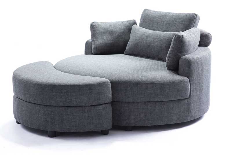Oversized Upholstered Barrel Chair with Ottoman