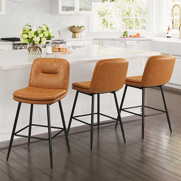 Pelayo Upholstered Leather Bar & Counter Stool (Set of 3)