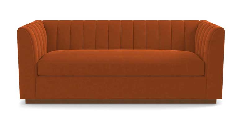 Rust Velvet Queen Size Sleeper Sofa Bed