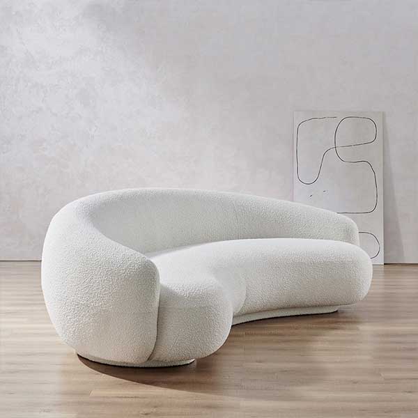 Savelle Modern Curved Boucle Sofa