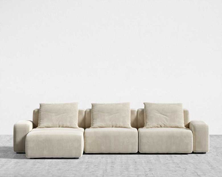 Silkstone corduroy large L-shaped sectional sofa