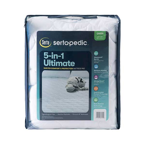 Sertapedic 5-in-1 Ultimate Quilted Comfort & Protection Mattress Pad