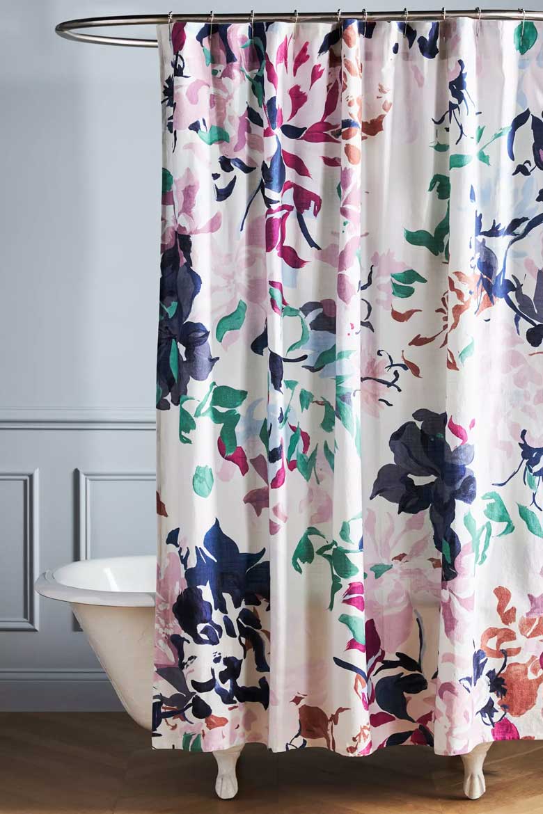 Organic Cotton Shower Curtain Floral Pattern