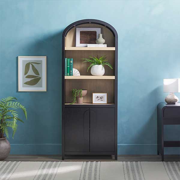 Sitarski Modern Arched Bookcase with Statement Cabinet