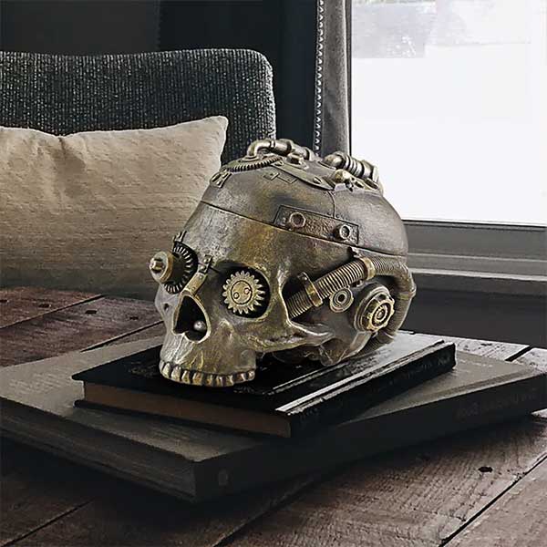 Kea Steampunk Skull Containment Vessel Sculpture