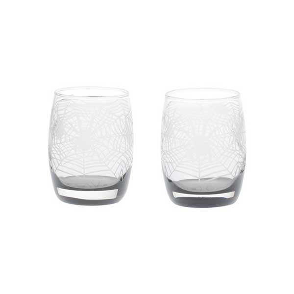 Set Of 2 Spider Web Double Old Fashioned Glasses