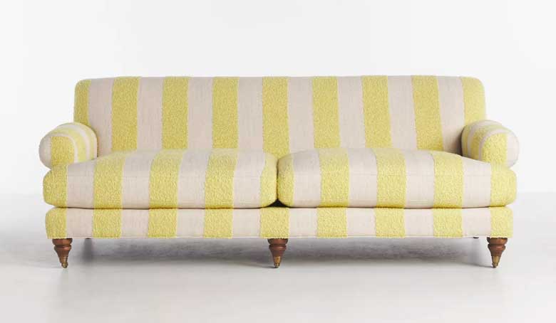 Two-cushion yellow sofa