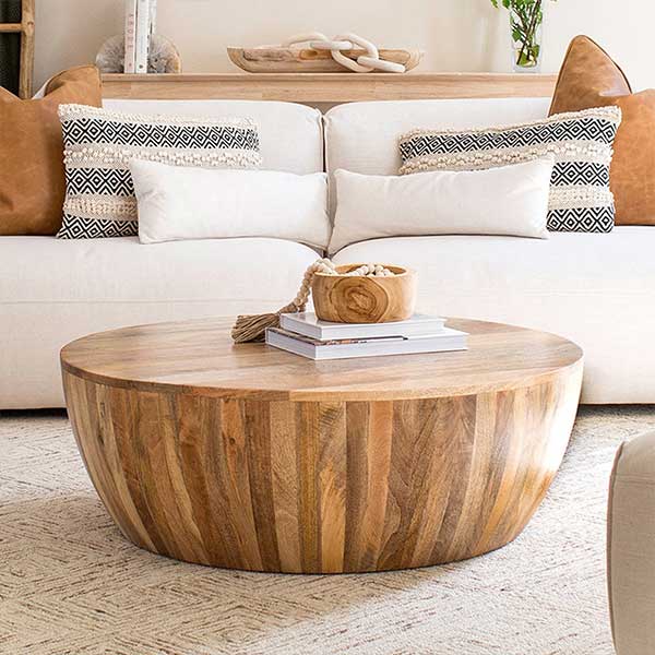 Vivenne Mango Wood Drum Coffee Table