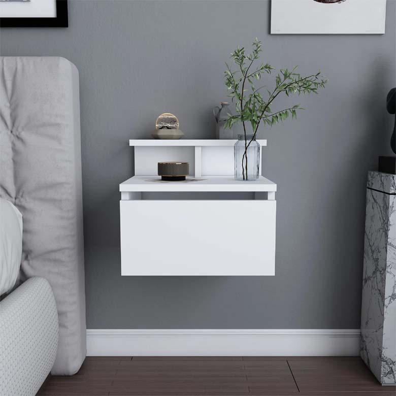 White Modern Floating Nightstand