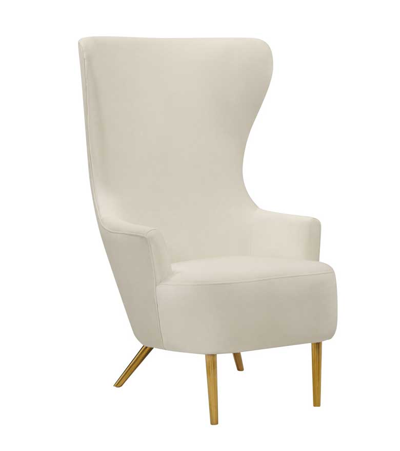 White Velvet Wingback Chair